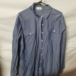 Van Heusen Blue Chambray Shirt - Casual Button-Up